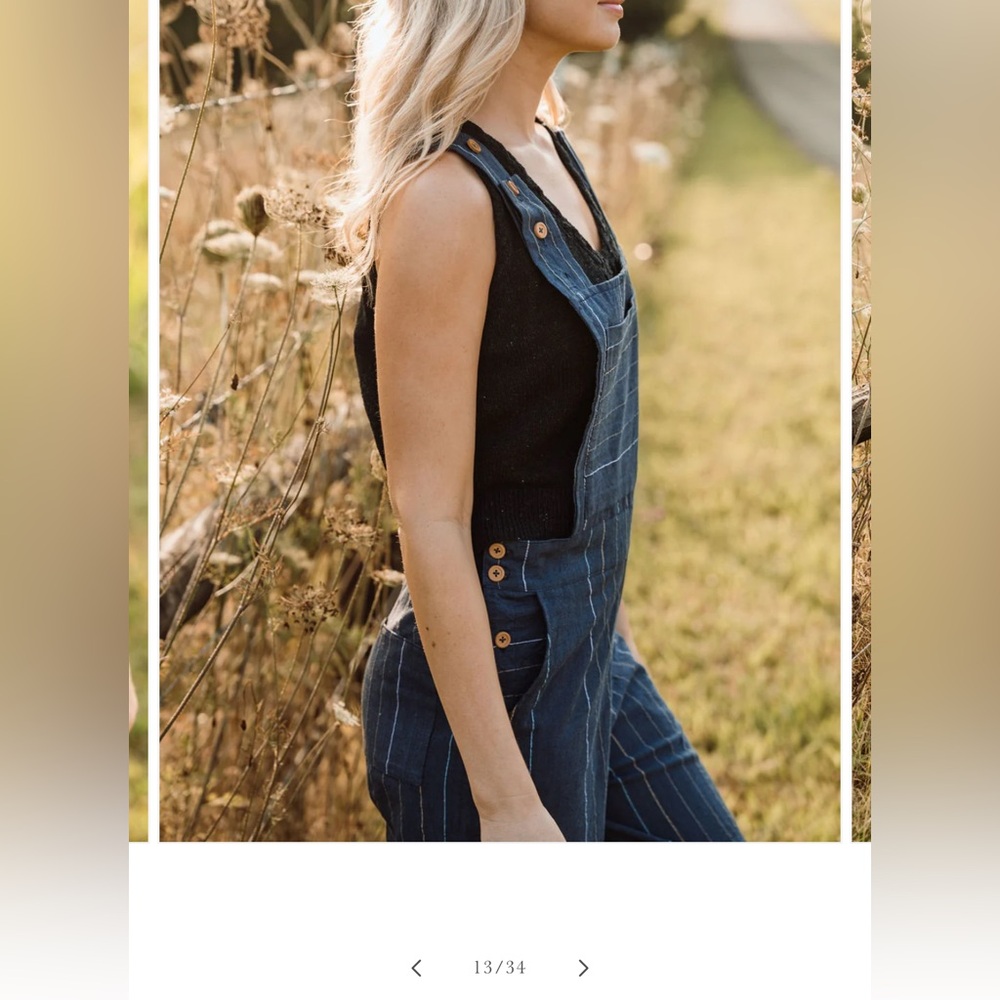 Liz Alig Dilsi Handwoven Cotton Overalls in Navy. Women’s Medium.